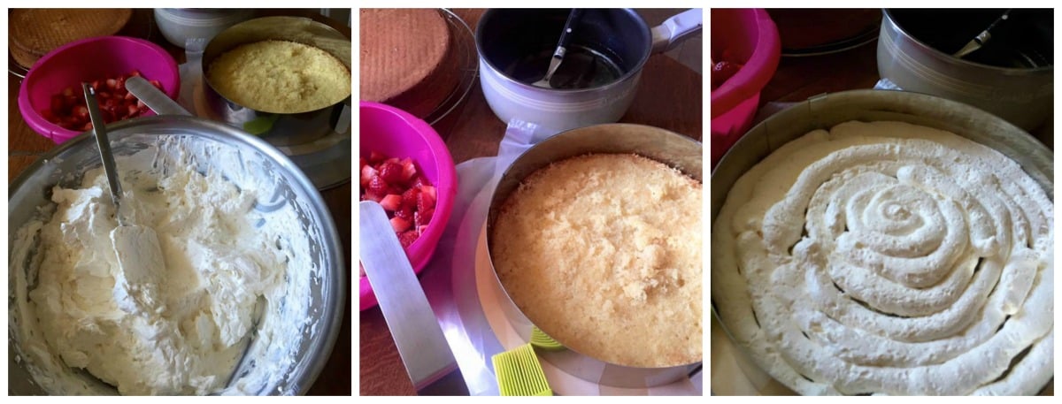 montage layer cake aux fraises