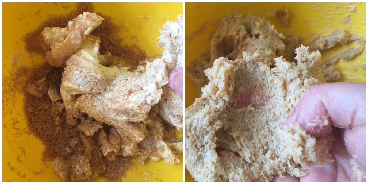 crémer le beurre et le sucre roux pour les cookies