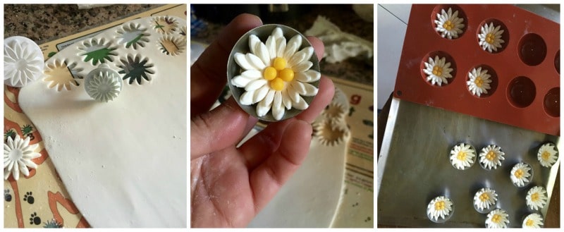 sugarpaste flower in 3-chocolate entremet