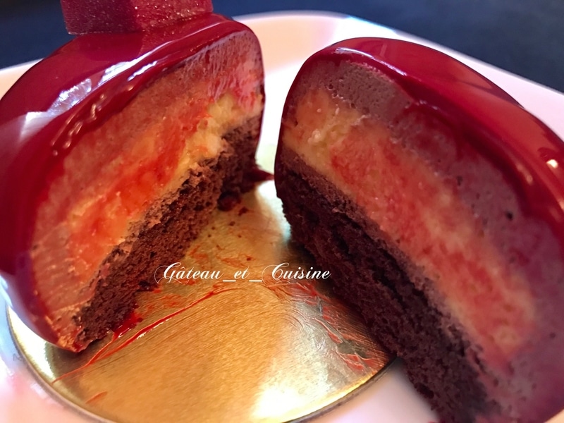 Entremets au chocolat et passion pour la st valentin- entremets coeur