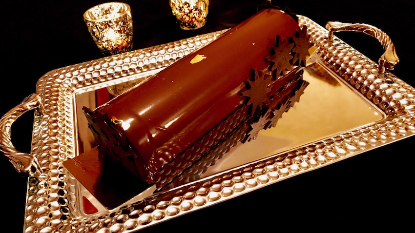 chocolate Yule Log cake