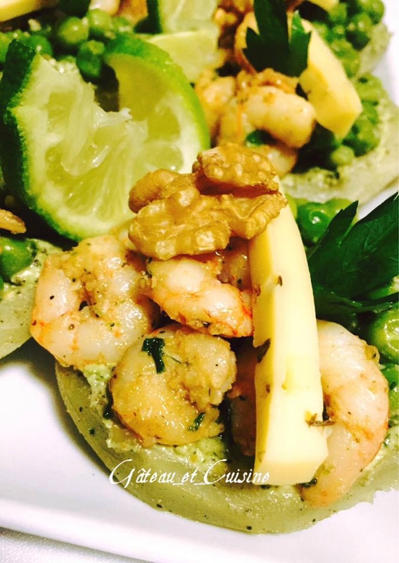 artichaut pesto ,crevette et petit pois ,recette gateau et cuisine rachida