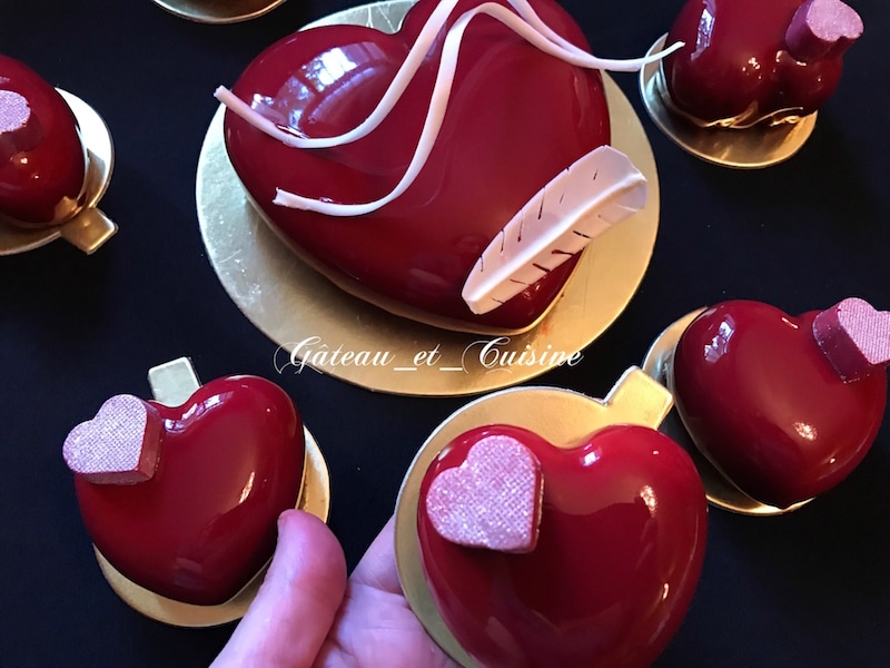entremets coeur rouge au chocolat pour la st valentin