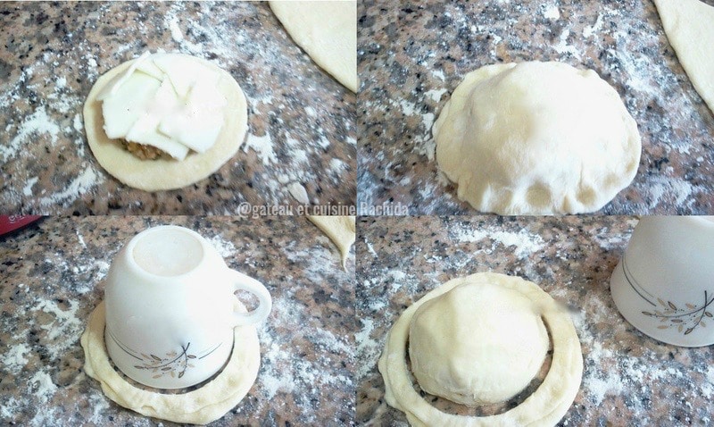 Façonnage buns farcis viande hachée