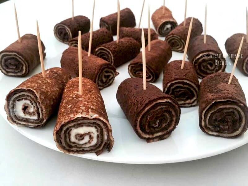 Recette duo de crêpes au chocolat roulées
