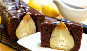 gâteau au chocolat et poires