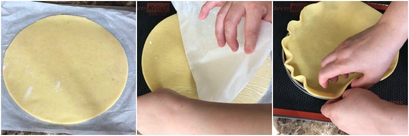 1.fonçage traditionnel pour tarte avec pâte sucrée