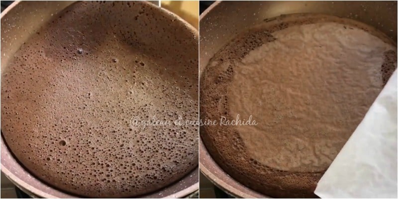 génoise au chocolat sans four cuite dans une poêle