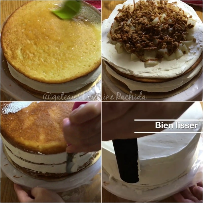 Lissage layer cake crumble poires caramel