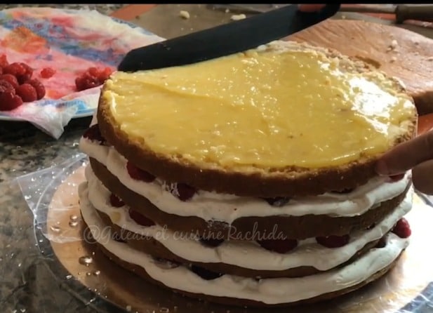 layer cake aux framboises -rose cake framboises-citron -gateau anniversaire 