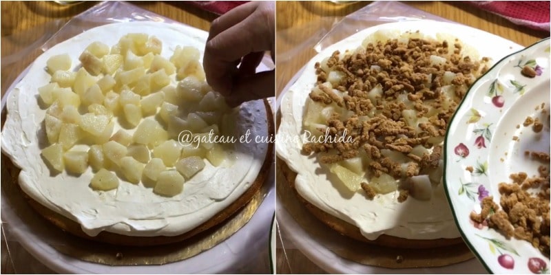 layer cake crumble poires caramel montage 2.