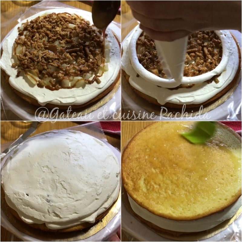 layer cake crumble poires caramel montage 3.