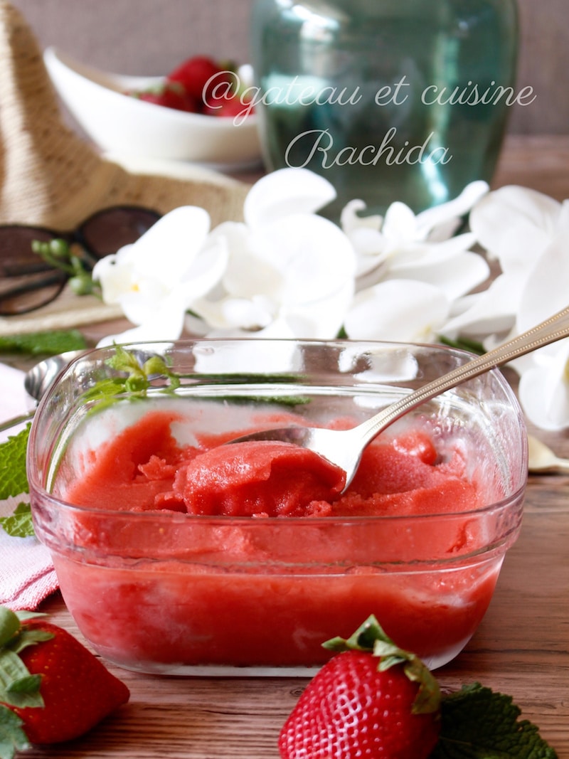 Homemade strawberry sorbet