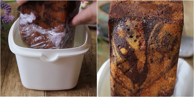 Marble cake with chocolate ganache