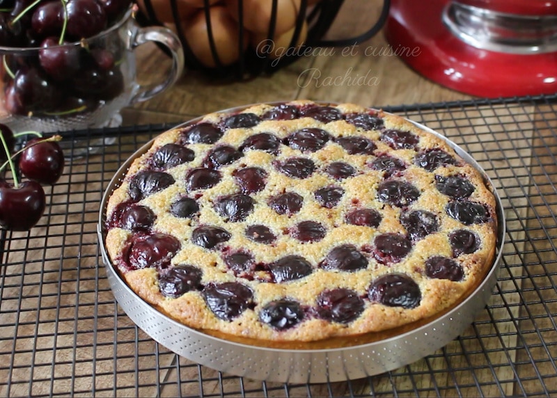 cherry and pistachio tart with almond cream
