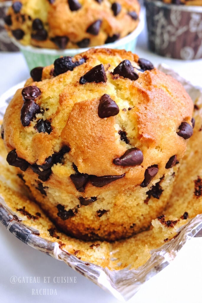 gros muffins aux pépites de chocolat mie fondante et légère
