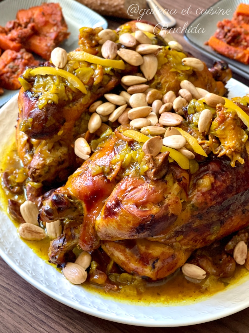 recette poulet roti au four - plat marocain - tajine marocain