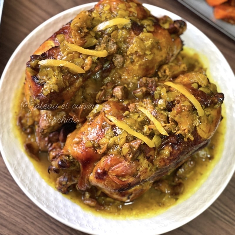 poulet au citron confit et daghmira olives ou amandes
