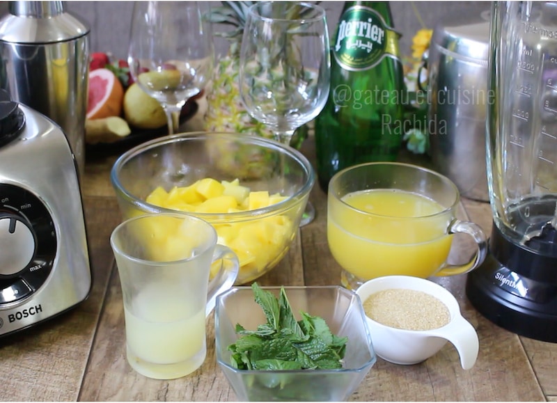 ingredients for mojito mango lime and turmeric