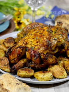 chapon rôti au four