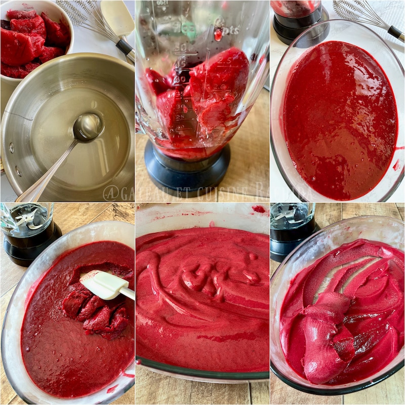 Step-by-step preparation of homemade red fruit sorbet