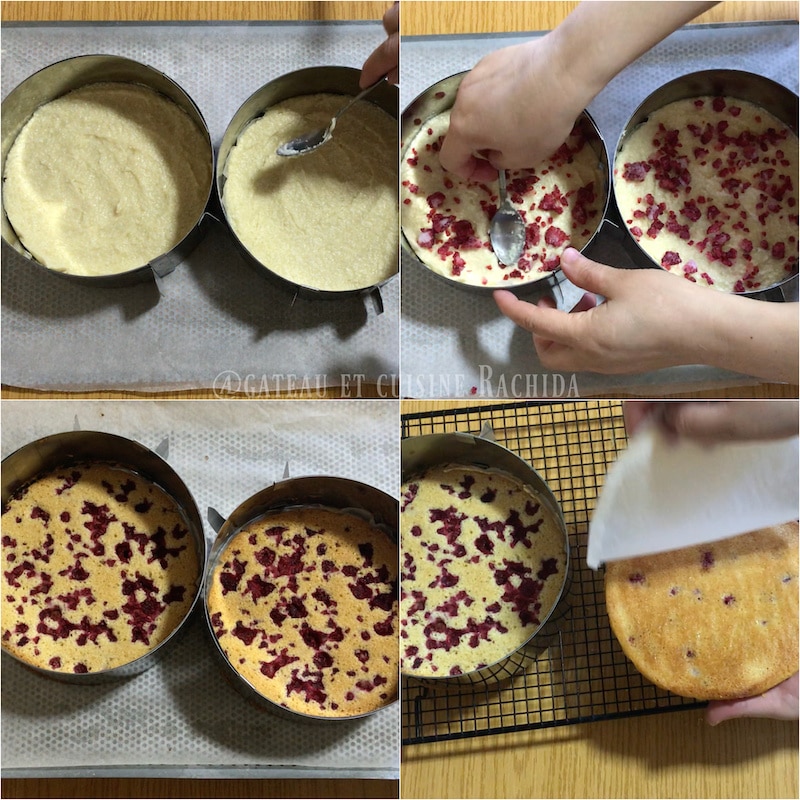 Préparation et cuisson du biscuit financier pour l'entremets vanille et fruits rouges