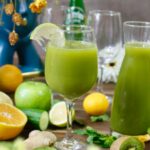 Jus vert detox aux légumes et fruits verts