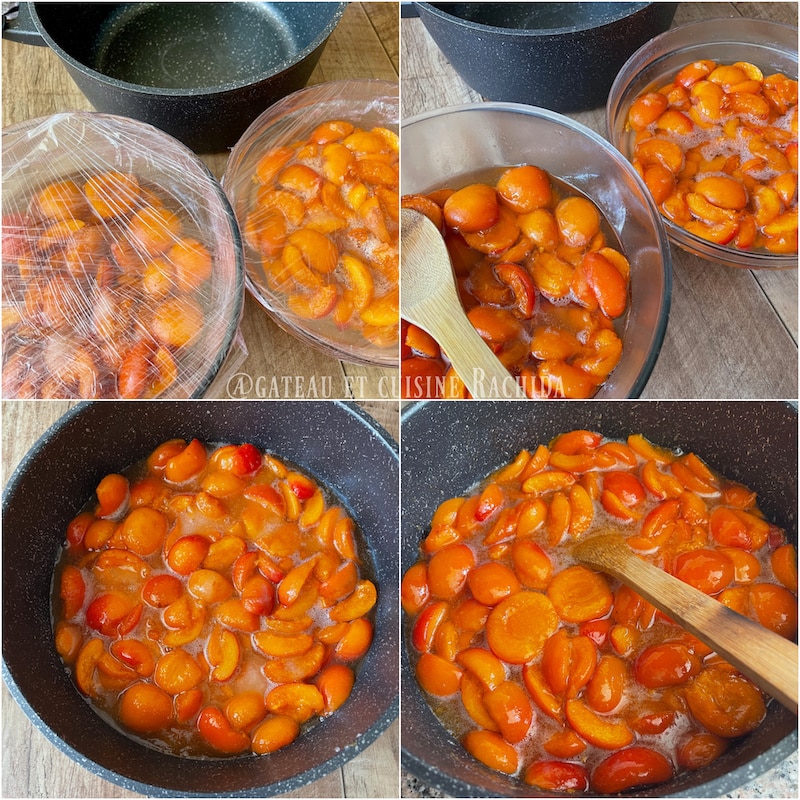Préparation de la cuisson de la confiture d'abricot
