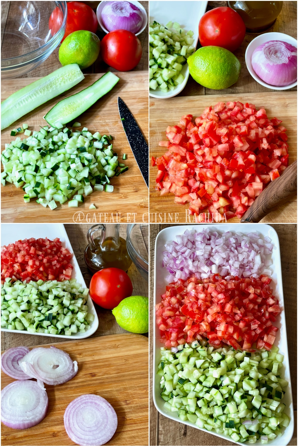 Comment découper les légumes de la salade shirazi