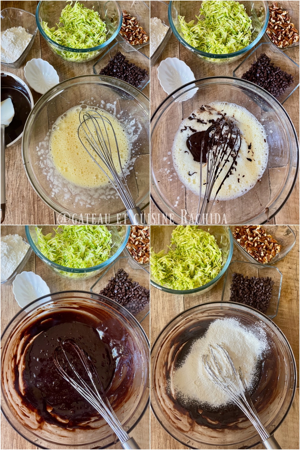 étape de préparation brownie sans matière grasse aux courgettes