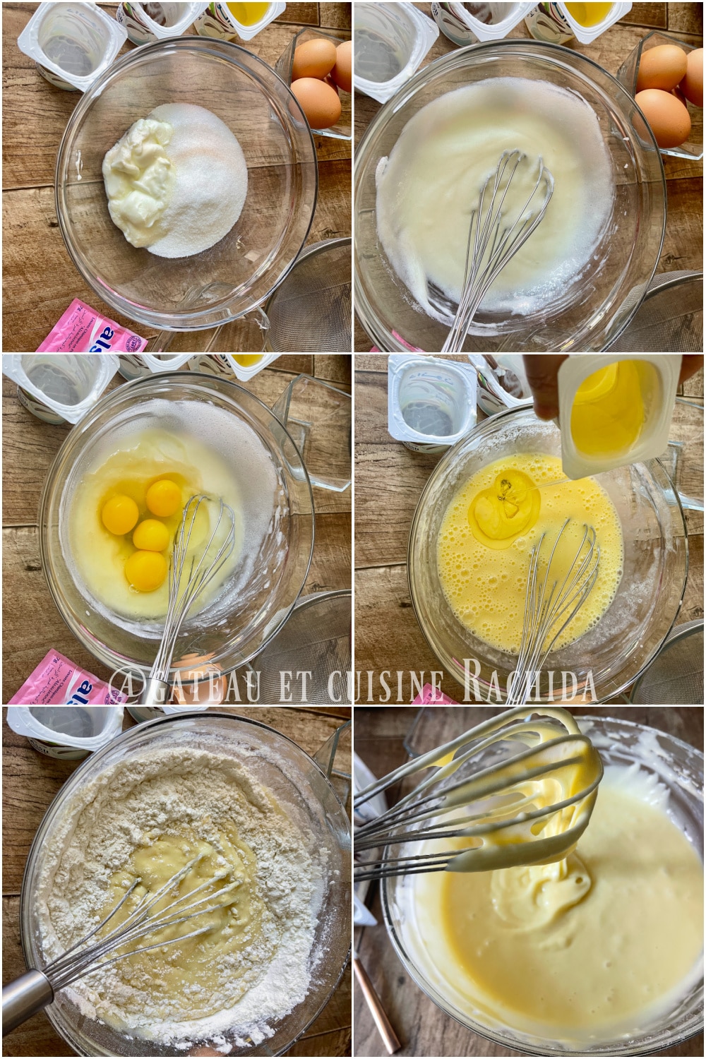 étapes de préparation du gâteau au yaourt