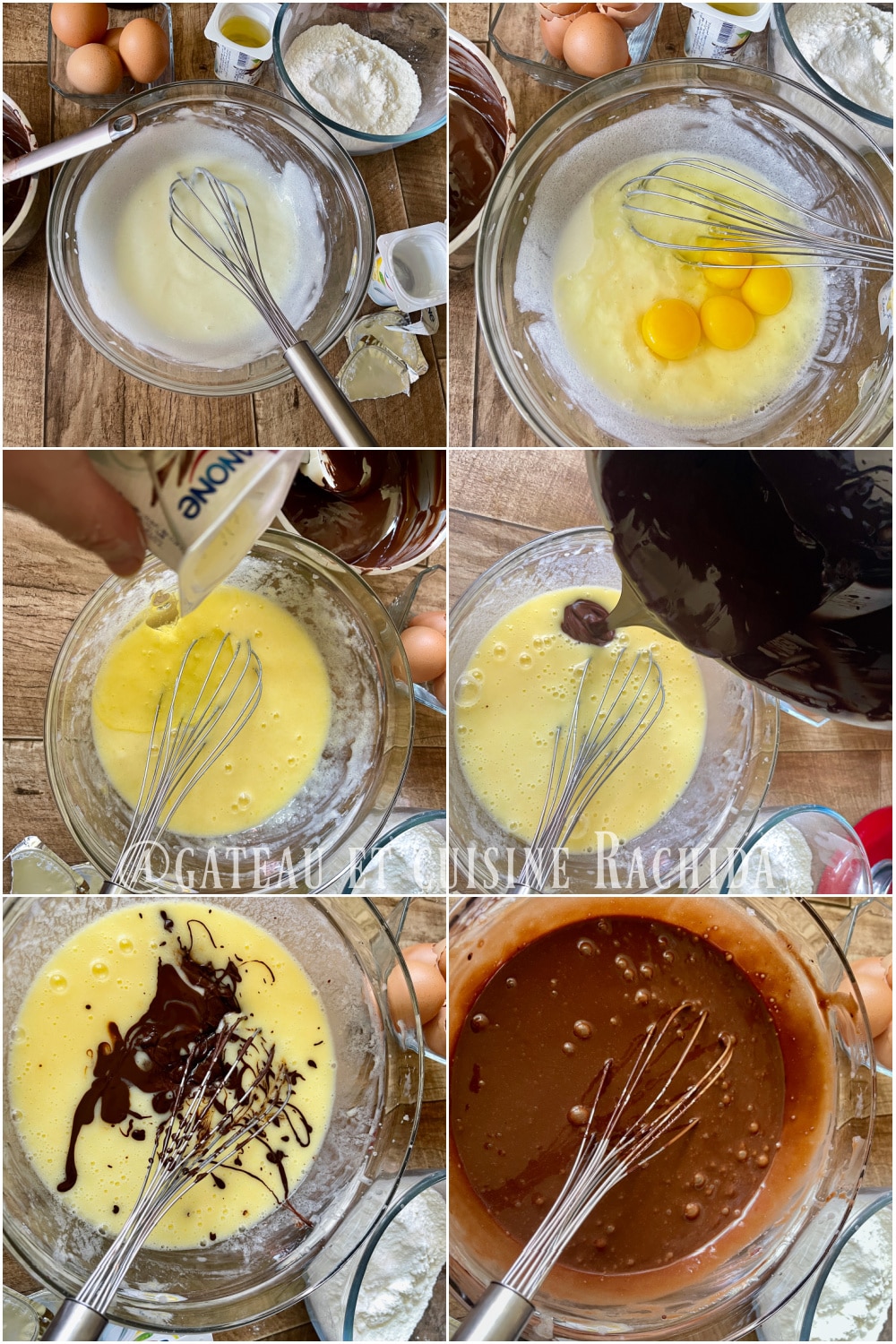 étape de préparation cake au yaourt au chocolat
