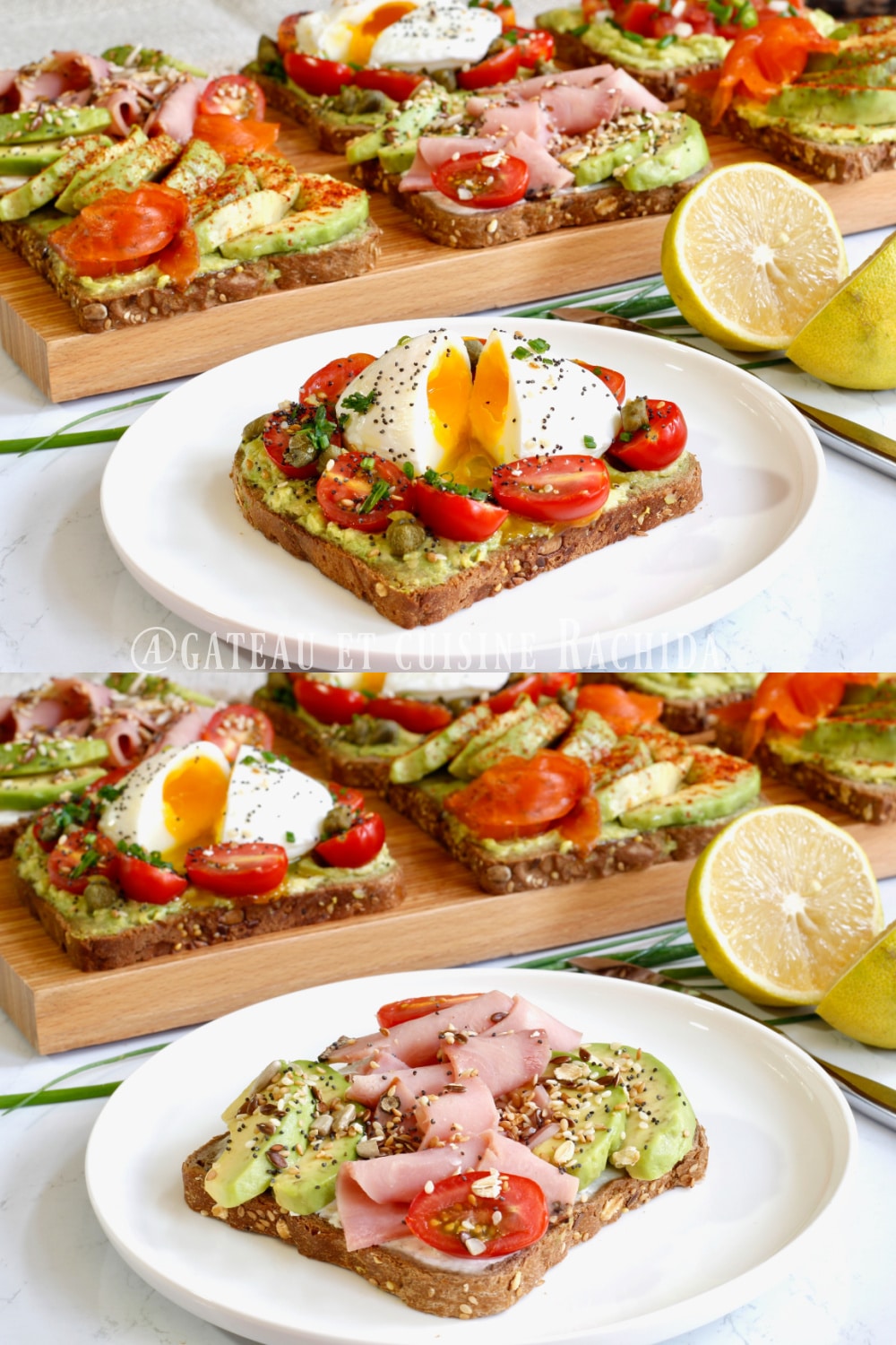 tartines à l'avocat saumon fumé et oeuf poché