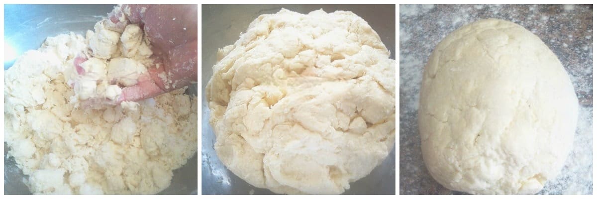 rassembler la pâte en boule avec l'eau très froide