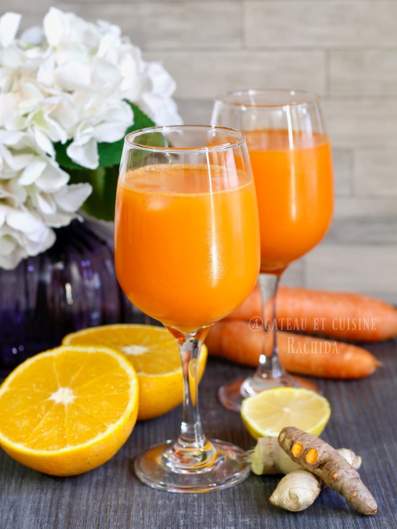 Recette jus detox carotte ,orange curcuma et gingembre frais