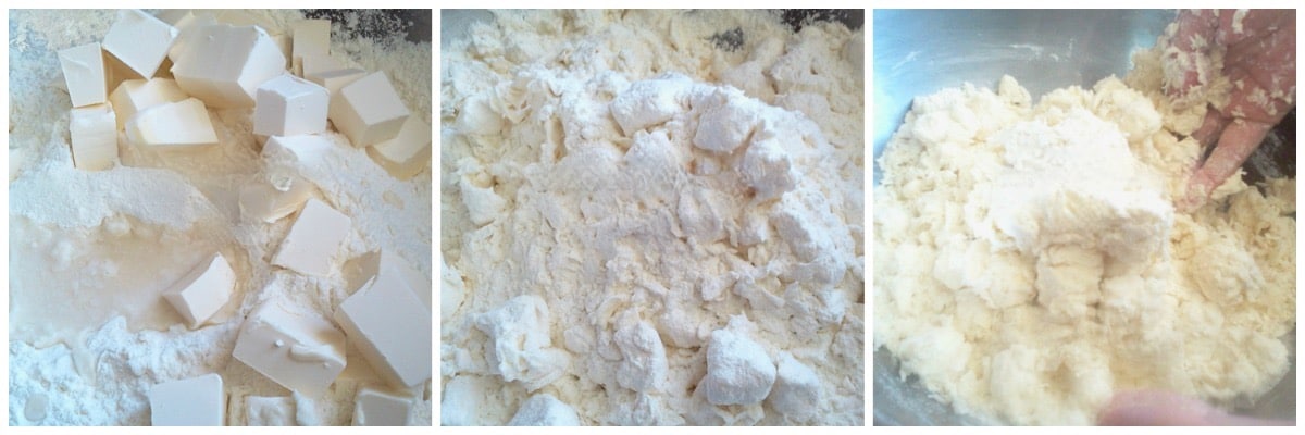 sabler le beurre avec la farine grossièrement