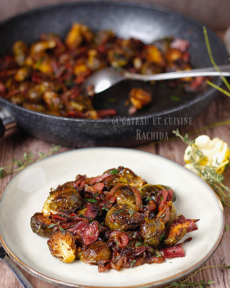 choux de bruxelles aux lardons halal et oignons