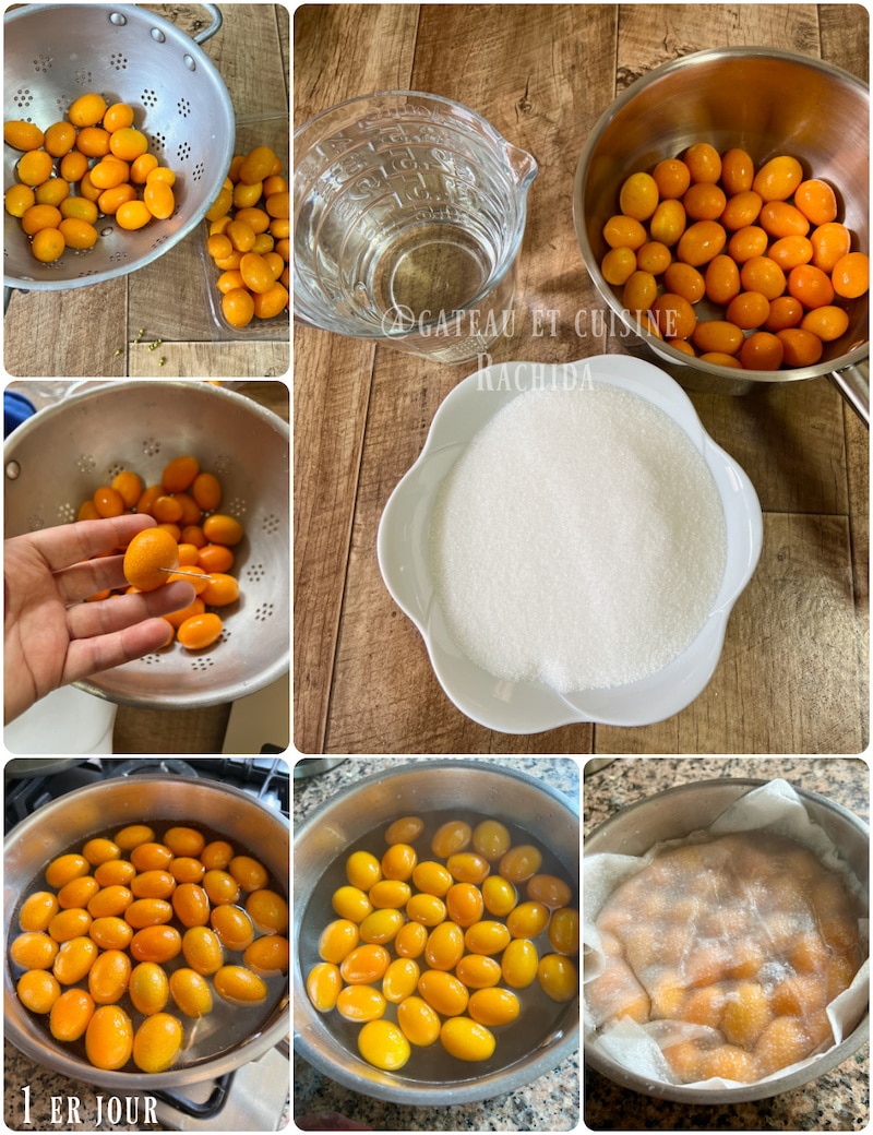 étape de préparation des kumquats confits maison