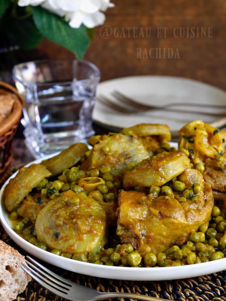 Tajine d'agneau aux artichauts et petits pois Gâteau et cuisine Rachida