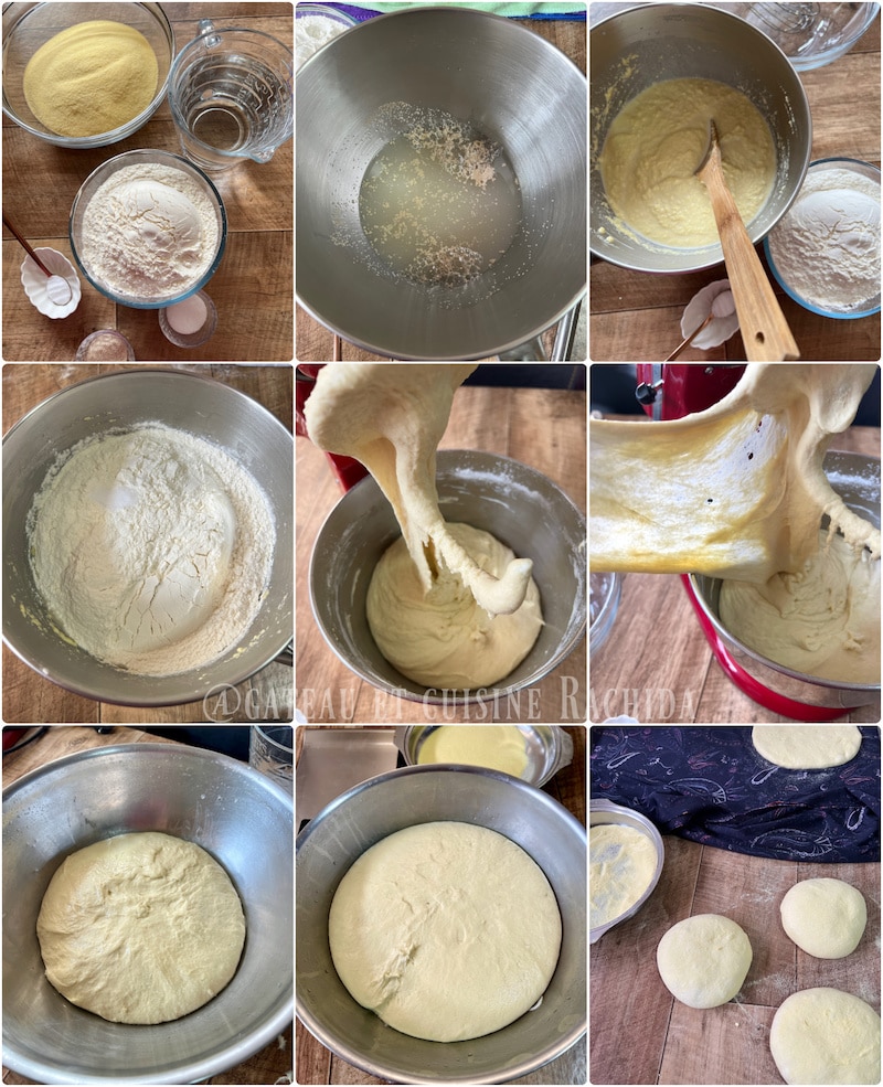 étape de préparation du pain matlouh algérien