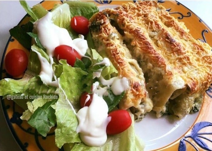 gratin de pâte cannelloni ricotta épinards