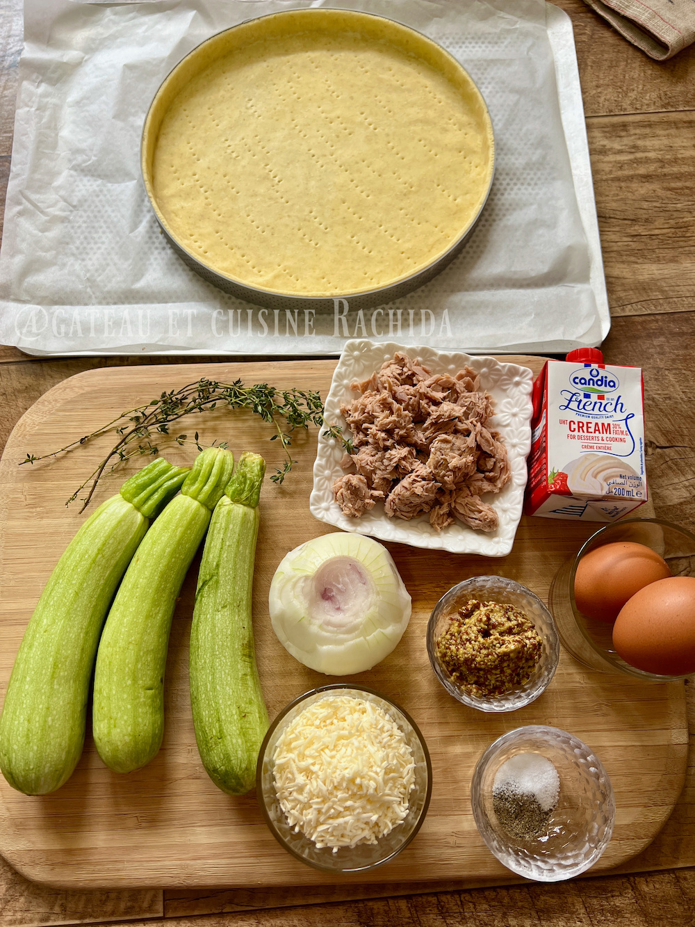 ingrédients pour faire une quiche ou tarte aux courgette