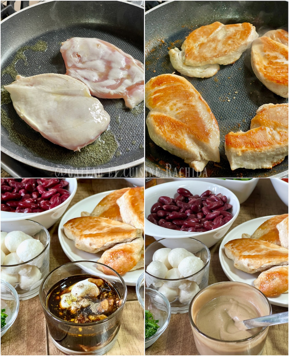 Salade poulet, haricots rouges et épinards - Idée repas facile et rapide