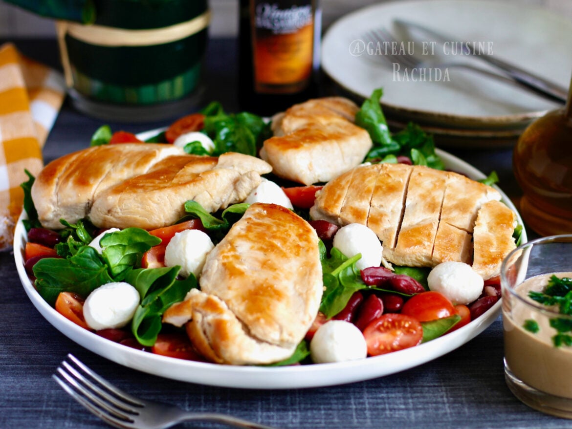 idée repas facile salade poulet complète