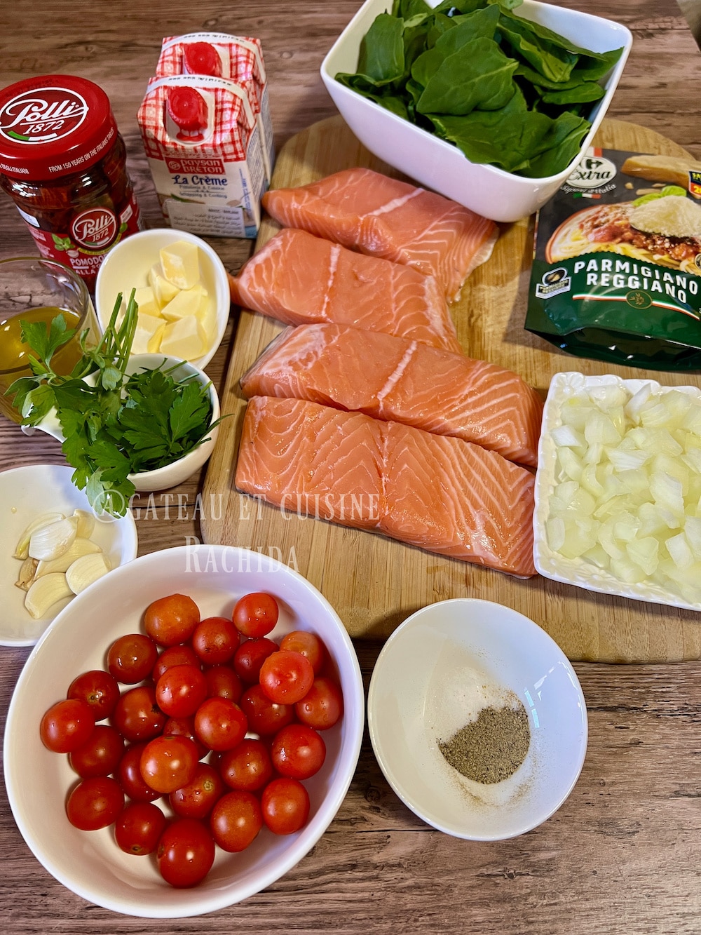 Tuscan salmon ingredients