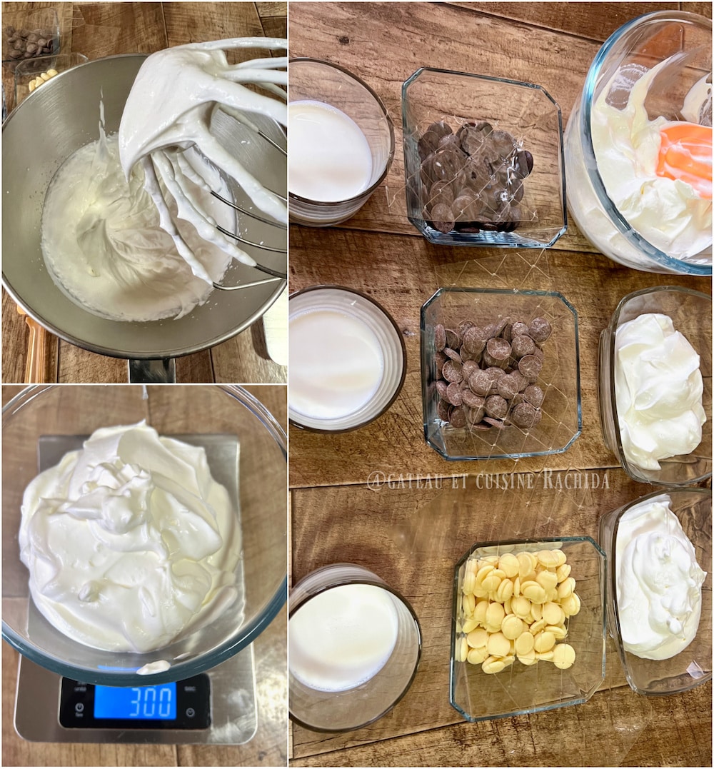 Ingredients for the three-chocolate buche