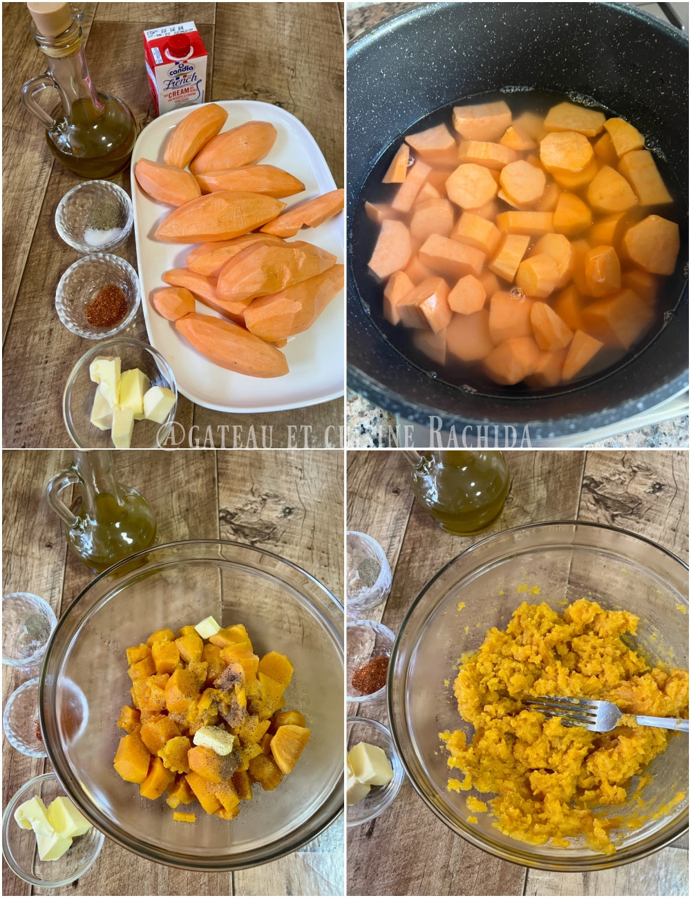 ingrédients purée de patate douce maison