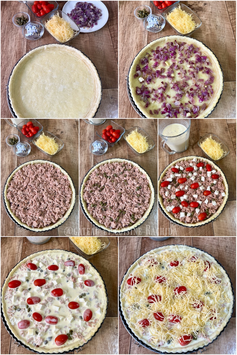 étape de préparation quiche au thon