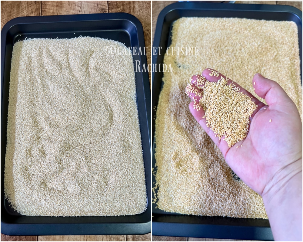 Graines de sésame torréfiées pour faire du tahini