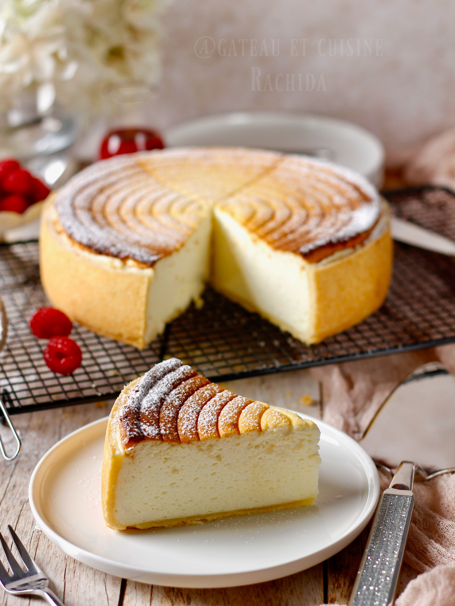 Homemade German cheesecake (Käsekuchen) soft and creamy texture